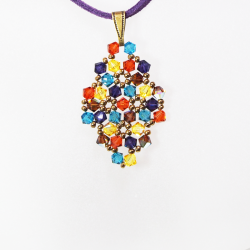 Pendant 30cm - Xochitl Rhombus S-Purple Suedine - Pendant 30cm - Laiton bronze